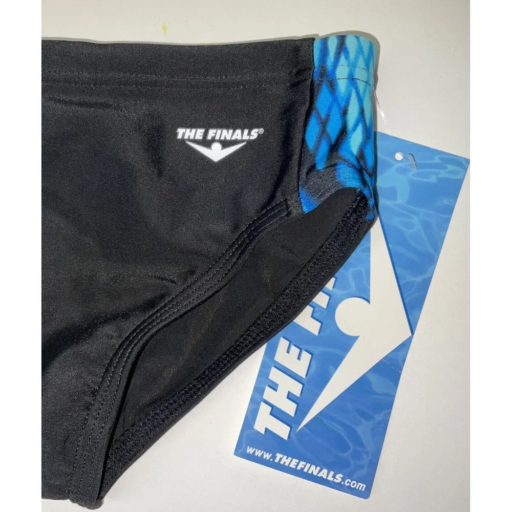NWT TYR Youth the Finals Racer Compression Swim Briefs Black & Blue Size‎ 24